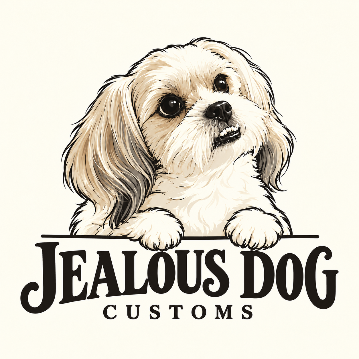Jealous Dog Customs: our Peekapoo with a little underbite and a lot of personality